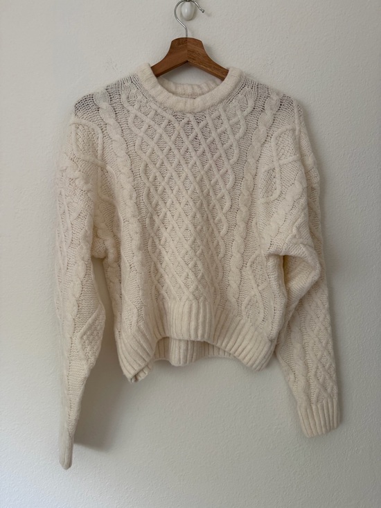 Pink Rose Sweaters - Pink Rose NWT Cable Knit Soft Pullover Sweater Size Small S White Cozy Neutral